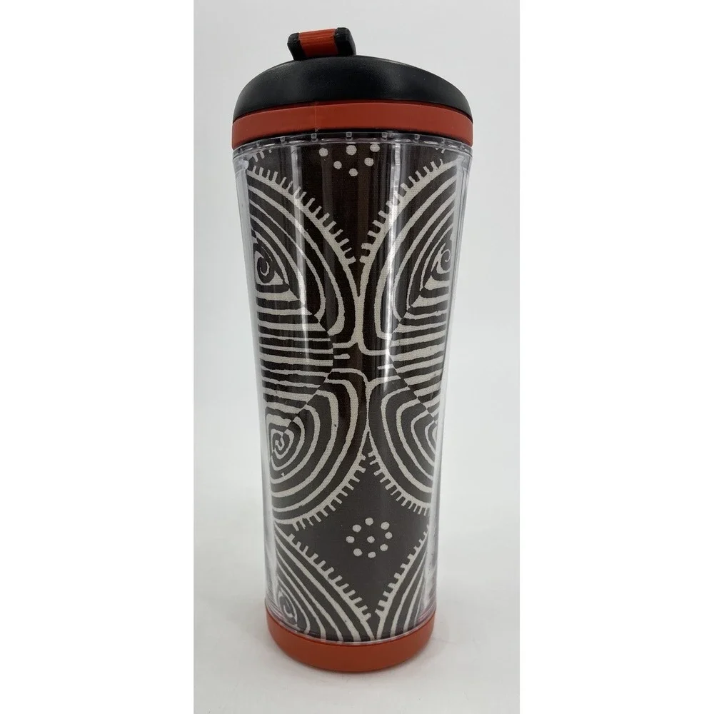 Starbucks Coffee 2007 16oz Animal Zebra Travel‎ Tumbler Brown Burnt Orange Rare